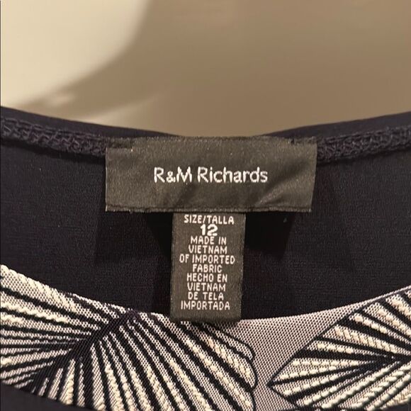 R&M Richards Elegant Navy Dress with Leaf Detail size 12 - Picture 2 of 5